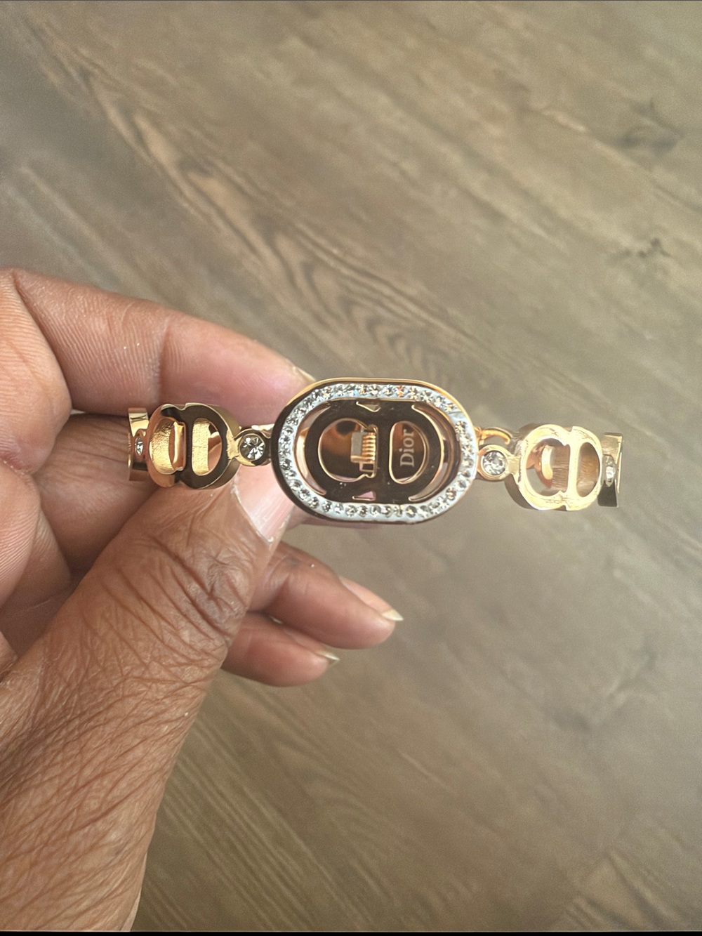 Gold-Tone Crystal Logo Link Bracelet